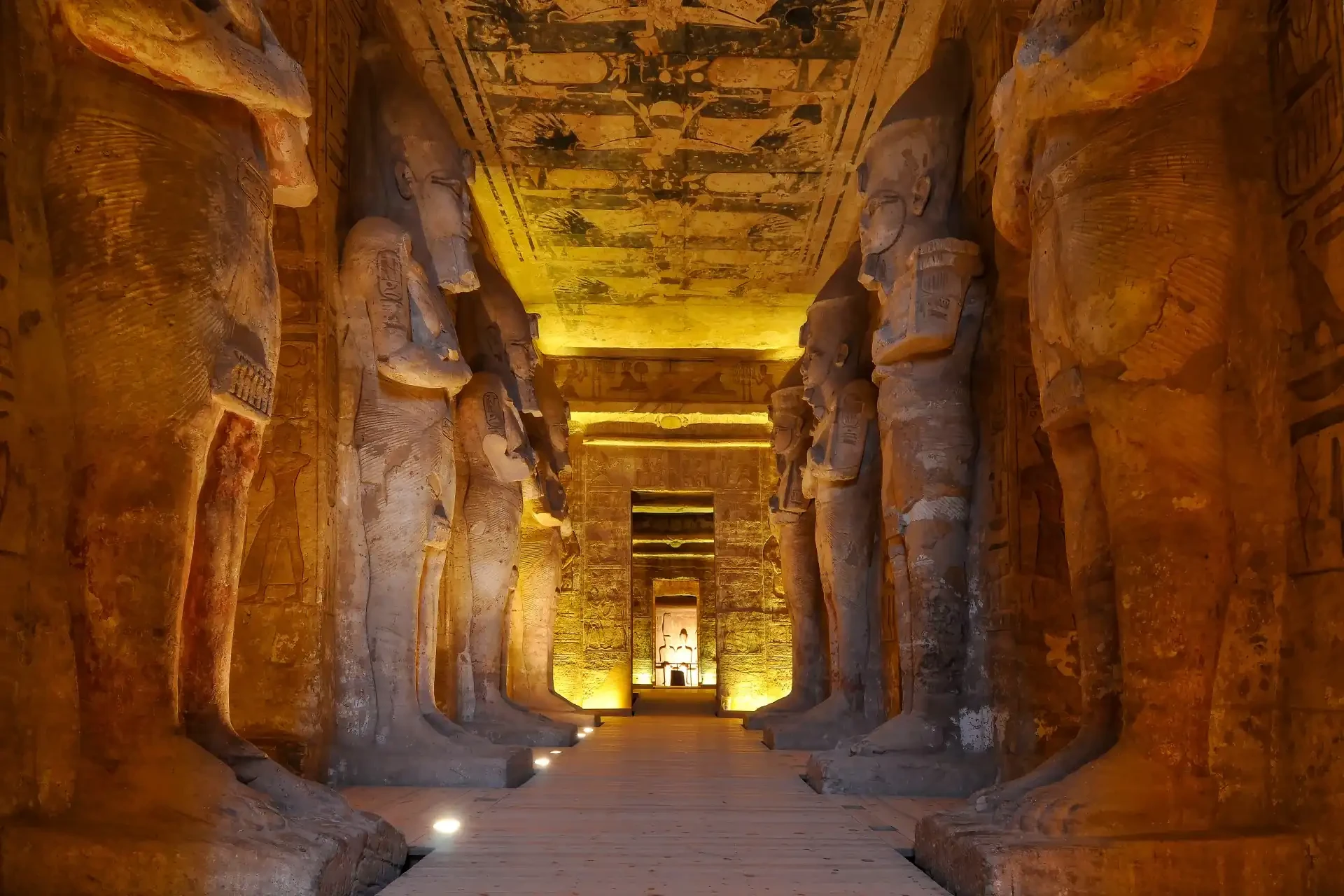 Abu Simbel Temples carved into cliffs, showcasing ancient Egyptian craftsmanship.