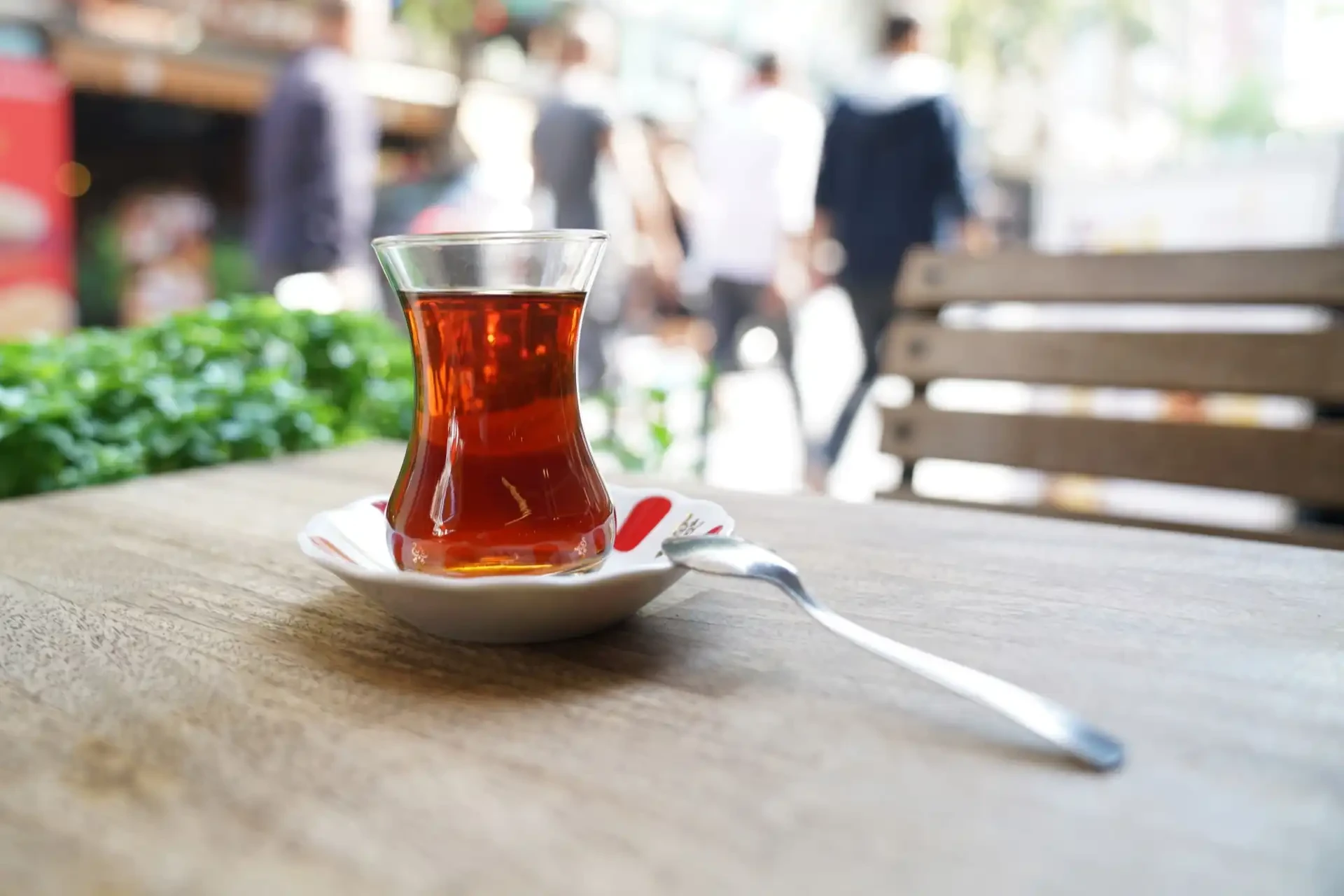 A cup of tea in a charming traditional Turkish teahouse.